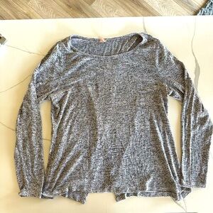 Silverware long sleeve sweater, womens size large, grey, opening in back